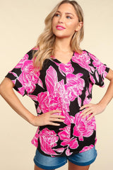 Haptics Women's Floral Drop Shoulder T-Shirt - Casual Chic Wardrobe Essential