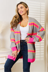 Chic Ribbed Long Sleeve Cardigan for Women - Cozy & Versatile