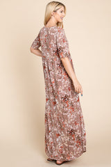 BOMBOM Women's Printed Shirred Maxi Dress – Versatile & Stylish
