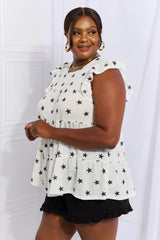 Heimish Shine Bright Butterfly Sleeve Top - Star Print Chic Fashion