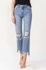 Lovervet High Rise Distressed Straight Jeans - Trendy & Flattering Fit