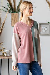 Heimish Modern Color Block Ribbed T-Shirt with Stylish Seams