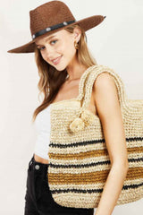 Chic Striped Straw Tote Bag – Trendy Summer Handbag for Beach Adventures