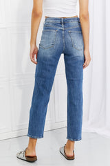 RISEN Full Size Emily High Rise Relaxed Distressed Cropped Jeans