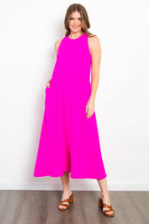 Be Stage Versatile Midi Tank Dress with Functional Pockets - Made in USA