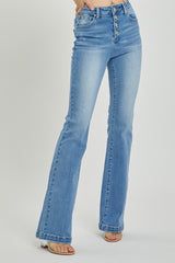 RISEN Women's High Rise Button Fly Bootcut Jeans - Stylish & Comfortable Denim