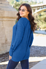 Basic Bae Full-Size Ribbed Round Neck Long Sleeve Knit Top - Comfortable & Stylish