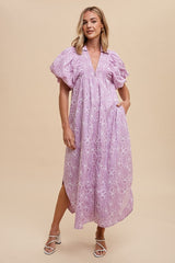Annie Wear Women's Floral Smock Puff Sleeve Dress - Elegant & Chic