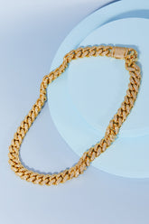 Luxurious Brass Curb Chain Necklace with Cubic Zirconia