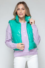 Snobbish Zip-Up Turtleneck Shiny Quilted Vest - Stylish & Versatile Outerwear