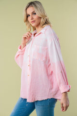 White Birch Full Size Long Sleeve Button-Down Tie Dye Shirt - Vibrant Cotton Comfort