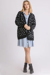 Umgee Women's Polka Dot Cardigan - Open Front, Drop Shoulder