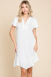 Culture Code Women's Full-Size Ruffled Asymmetric Hem Dress - Short Sleeve, Chic & Versatile