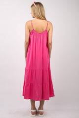 VERY J Ruffled A-Line Midi Cami Dress - Versatile Summer Fashion with Pockets