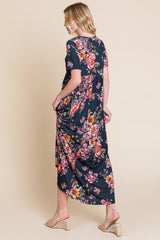 BOMBOM Floral Shirred Maxi Dress - Chic & Versatile Summer Fashion