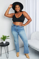 Zenana Full Size Black Textured Spaghetti Strap Bralette - Comfortable, Minimalist Style