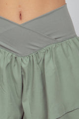 VERY J Women's V-Shaped High Waist Layered Active Shorts - Flattering & Functional Athletic Wear