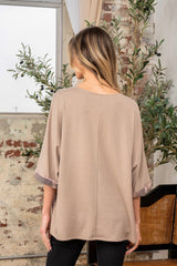 Sew In Love Full Size Aztec Distress Print Crisscross V-Neck Top