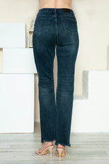 Judy Blue Women's Full Size Button Fly Distressed Straight Leg Jeans - Comfortable & Trendy Denim