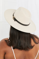 Fame Ride Along Fedora Hat with Gold Buckle & Faux Leather Detail