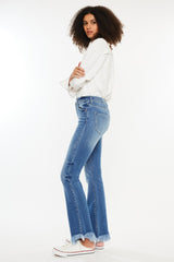Kancan High Rise Frayed Hem Jeans - Stretchy Denim Fashion with Classic 5-Pocket Design