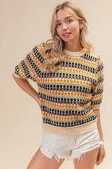 BiBi Women's Multi-Color Half Sleeve Sweater - Vibrant Knitwear for All Seasons