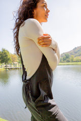 Mono B Women's Drawstring Waist Overalls with Pockets – Chic & Comfortable Spaghetti Strap Jumpsuit