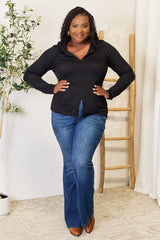 Trendy Exposed Seam Long Sleeve Hoodie by Culture Code