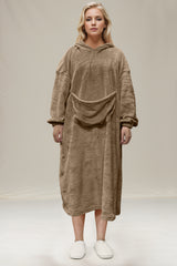 Double Take Full Size Hooded Midi Lounge Dress with Pockets - Comfortable and Stylish