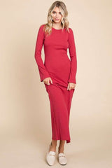 Elegant Round Neck Bodycon Bell Sleeve Maxi Dress - Culture Code