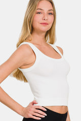 Zenana Ribbed Round Neck Cropped Tank Top - Stylish & Versatile Summer Essential