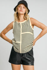 Umgee Women's Textured Striped Tank Top - Chic Essential Sleeveless Shirt