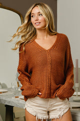 BiBi V-Neck Cable Knit Sweater - Elegant Winter Wardrobe Essential