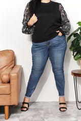 And The Why Full Size Foil Printed Sleeve Knit Top – Stylish & Comfortable