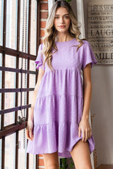 Heimish Swiss Dot Short Sleeve Tiered Dress - Elegant Summer Fashion