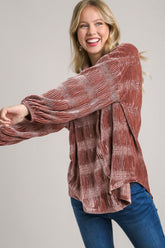 Umgee Women's Ruched Tiered Button-Up Shirt - Stylish & Elegant Fashion Top