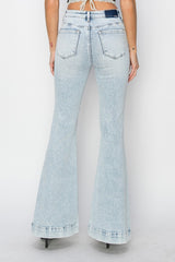 Trendy Full Size High Rise Flare Jeans with Stylish Front Patch Pockets