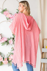 Cotton Bleu Tassel Hem Hooded Cover Up - Stylish Beachwear