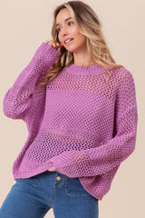 BiBi Women's Openwork Knit Long Sleeve Top - Chic & Versatile