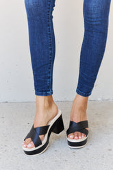 Weeboo Cherish The Moments Two-Tone Platform Sandals in Black