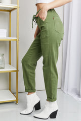 Judy Blue Full Size Women's Drawstring Waist Pocket Jeans - Comfortable & Stylish Denim