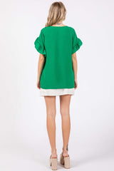 GeeGee Women's Ruffled Short Sleeve V-Neck Blouse - Elegant & Versatile Top