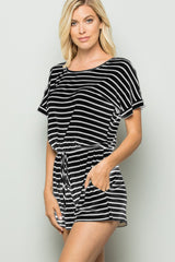 Heimish Striped Round Neck Short Sleeve Romper - Stylish & Comfortable One-Piece Outfit