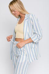 Love Tree Women's Linen Striped Blazer - Chic & Breathable