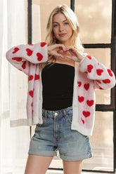 ADORA Women's Fuzzy Heart Button Down Cardigan - Cozy & Stylish Layering Piece