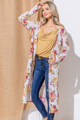 Floral Kimono Open Front Longline Cardigan - Chic & Versatile Layer by And The Why