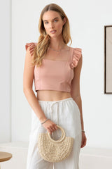 Le Lis Women's Ruffled Cap Sleeve Square Neck Crop Top - Trendy & Versatile