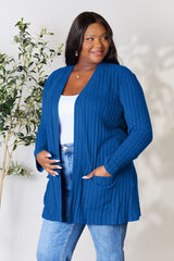 Basic Bae Full Size Ribbed Open Front Cardigan with Pockets - Comfort & Style for Every Occasion