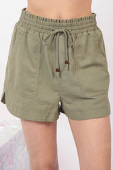 Eco-Friendly Linen Shorts with Drawstring Elastic Waist | VERY J