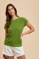 Annie Wear Women's Versatile Round Neck Short Sleeve Knit Sweater - Elegant & Comfortable Knitwear